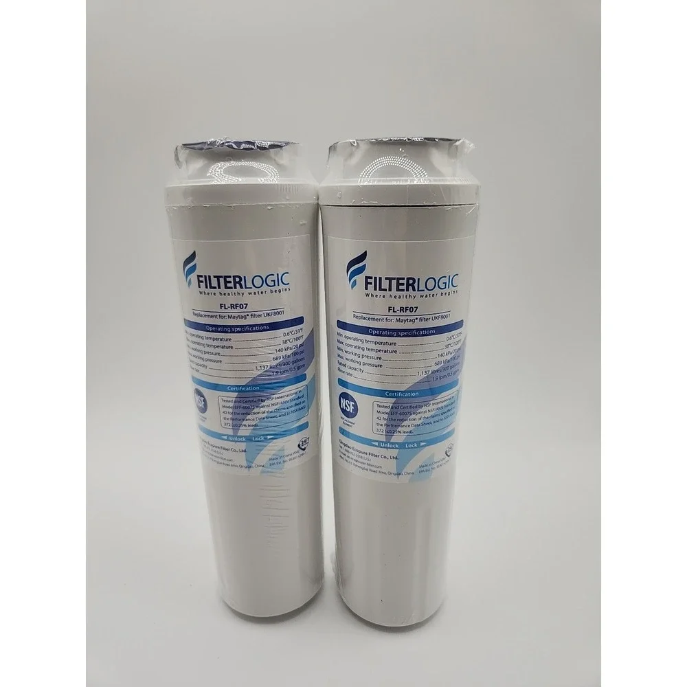 (2) New FilterLogic FL-RF07's Refrigerator Water Filters Fits MAYTAG UKF8001